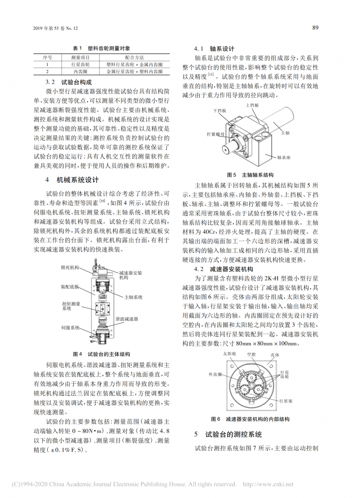 微小型行星減速器強(qiáng)度性能試驗臺的研制